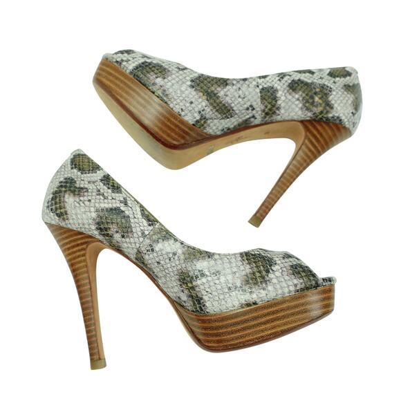 Cole Haan Womens Mariela Snake Print Platform Pump Peep Toe Leather Size 5B - Picture 2 of 7